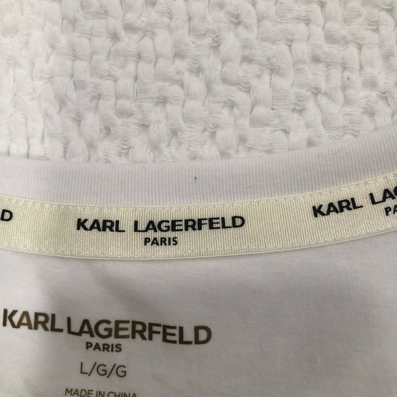 Karl Lagerfeld Black and White Short Sleeve Tee with Parisian Design - Picture 10 of 11